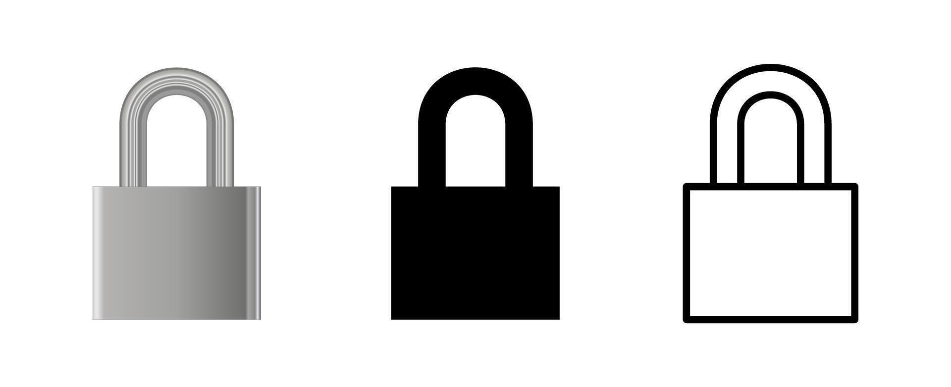 Locked padlock icon. Locked set vector