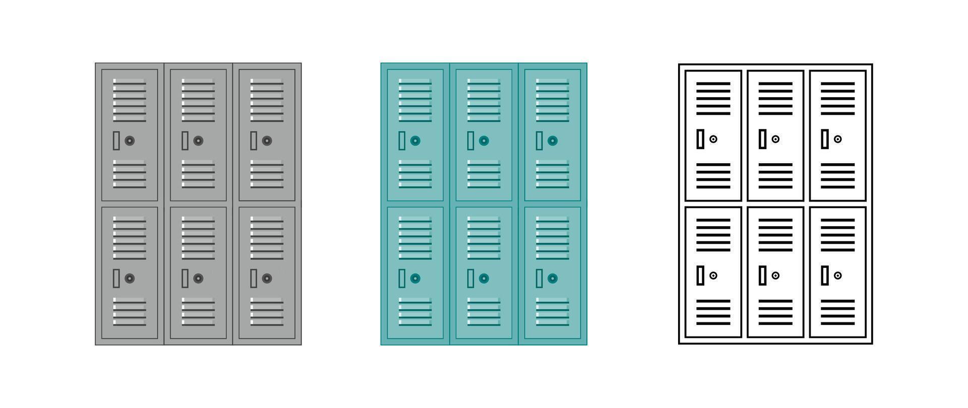 Locker Storage Icon Set in Color and Outline is a collection icons vector