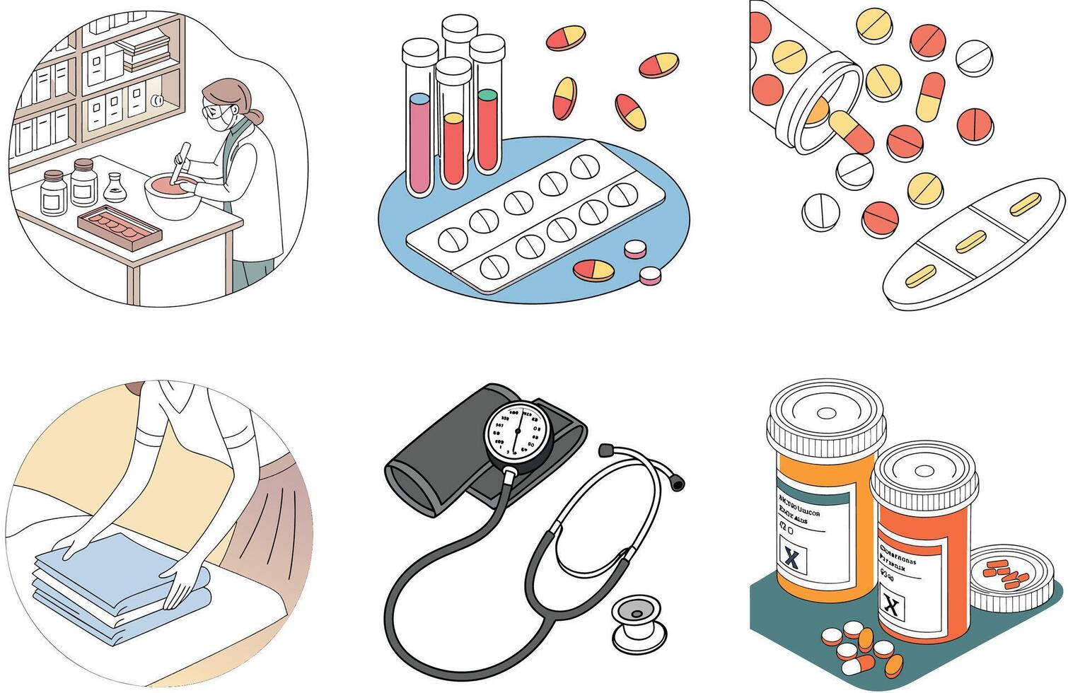 Professional healthcare Bundle. Medicine Collection Illustrations vector