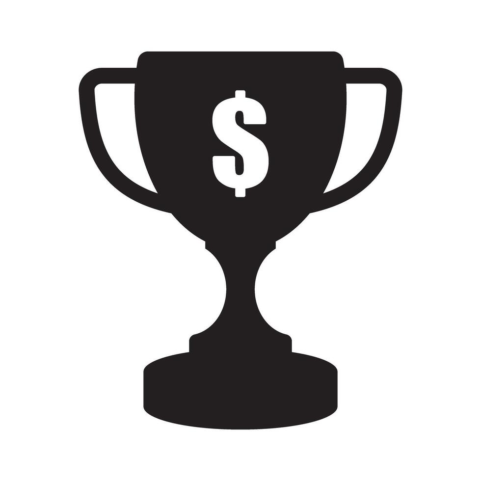 Trophy with dollar sign, icon of financial achievement, financial success icon. vector