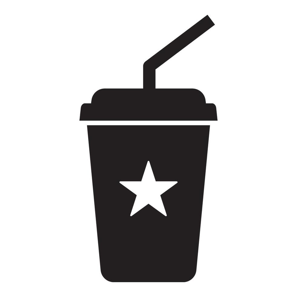 Paper cup with star icon. Drink icon. Fast food. vector