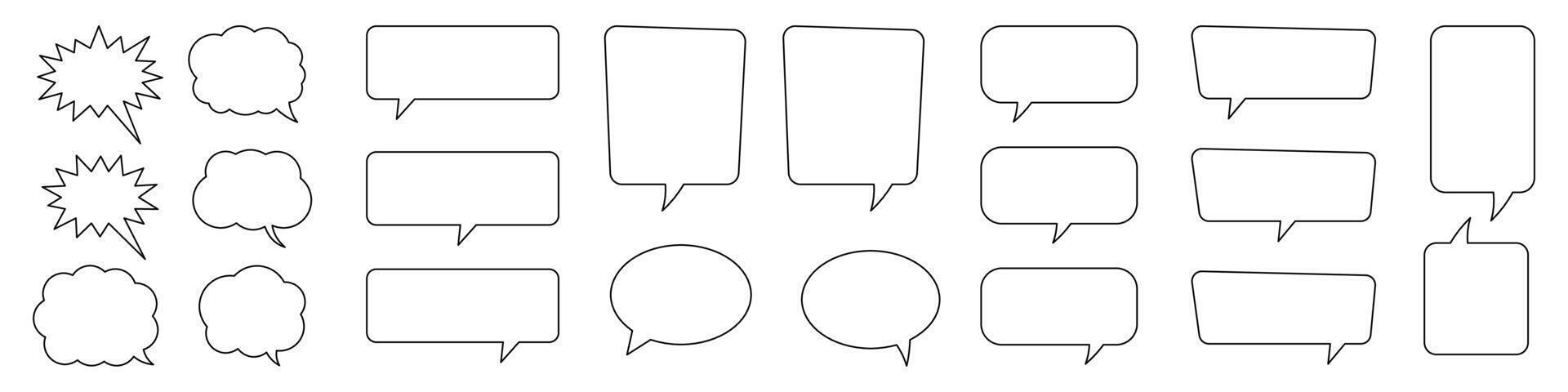 Collection of line speech bubble, line speech balloon, chat bubble set. vector