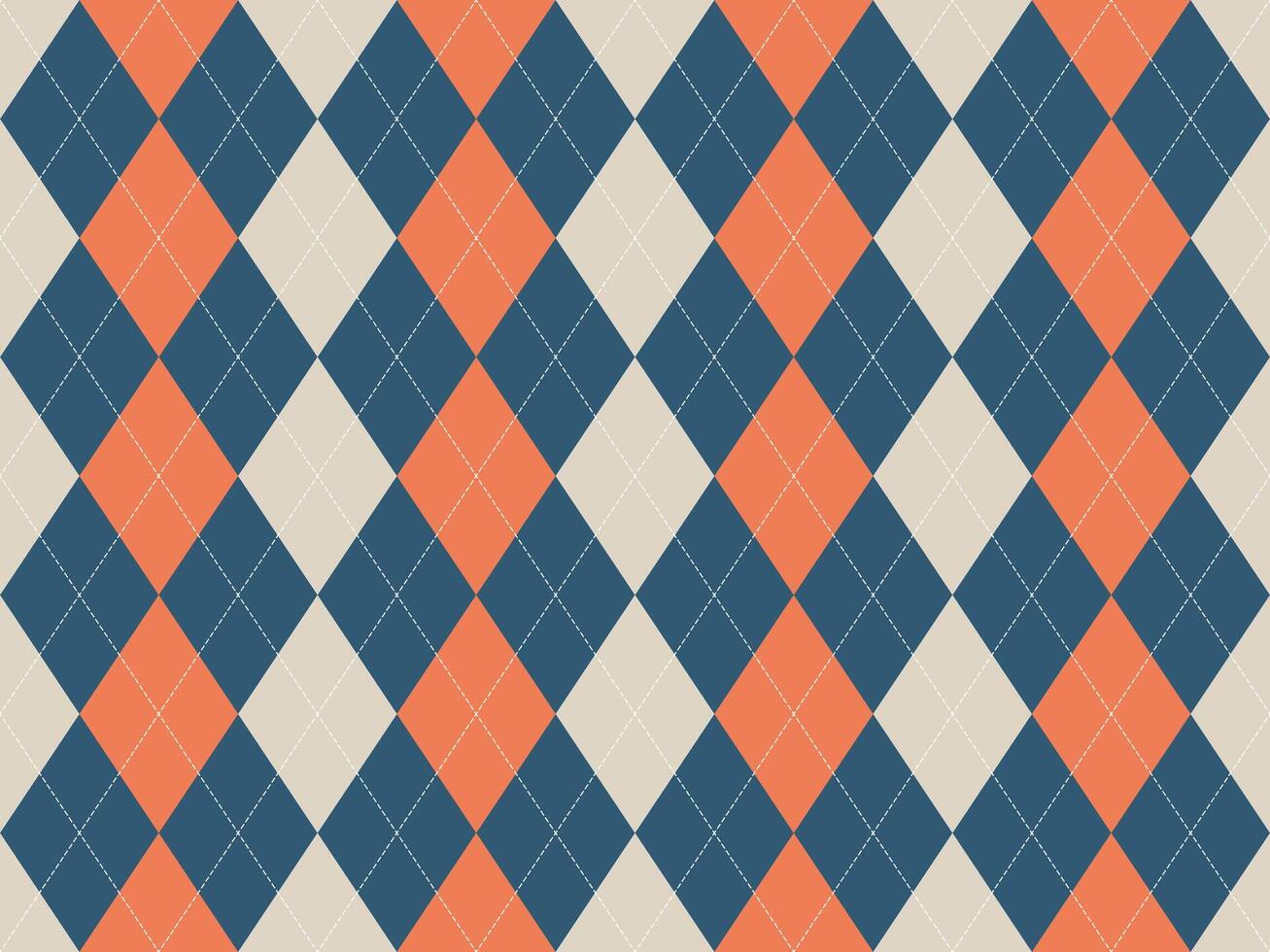 Stylish argyle pattern in muted coral, beige teal. Perfect for backgrounds, textiles, or fashion designs. Geometric, retro vibe evokes feelings of classic style sophistication. vector