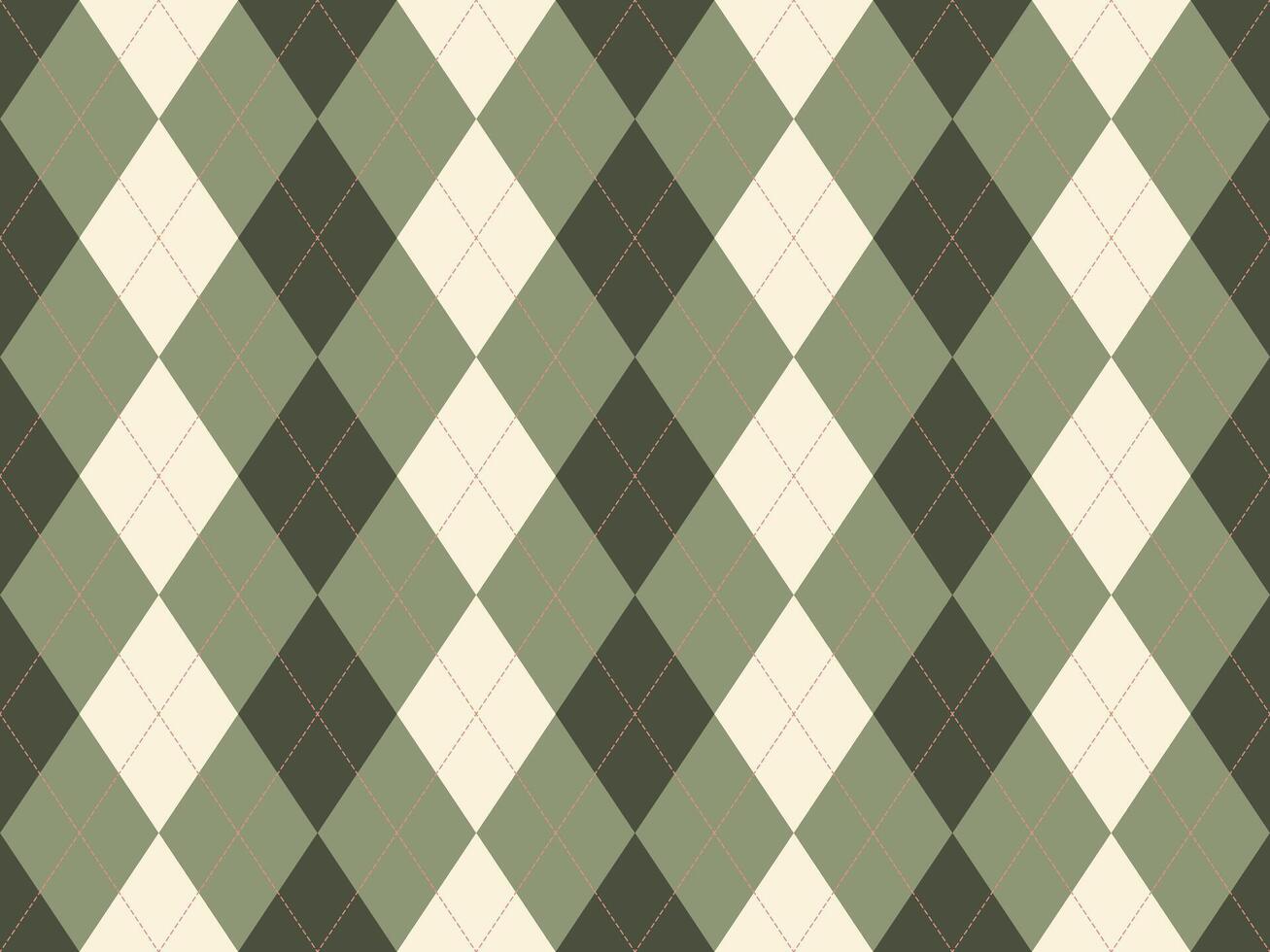 Elegant argyle pattern in muted greens and cream. Subtle texture and classic design ideal for backgrounds, textiles, or website design. Sophisticated and timeless aesthetic. vector