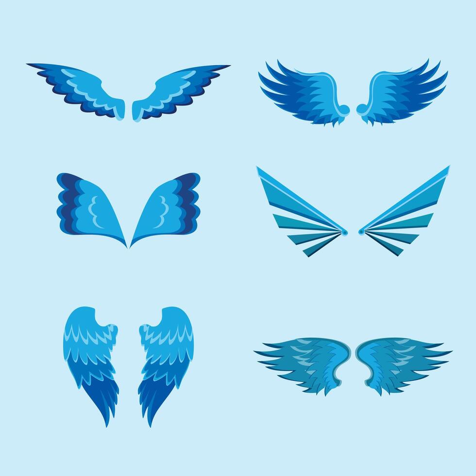 Wings angel elements with flat design collection vector