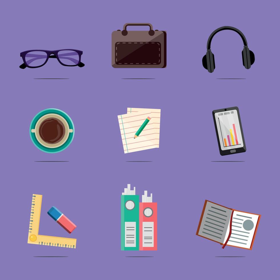 Flat Design Office Stuff Collection vector