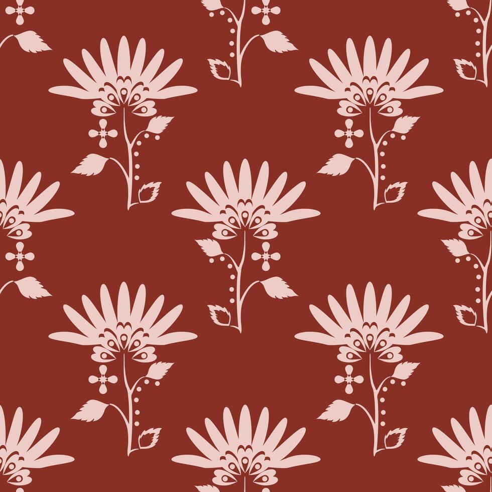 Flower Folk Print Design Floral And Leaf Seamless Pattern Floral Ethnic Boho Textile Design. vector