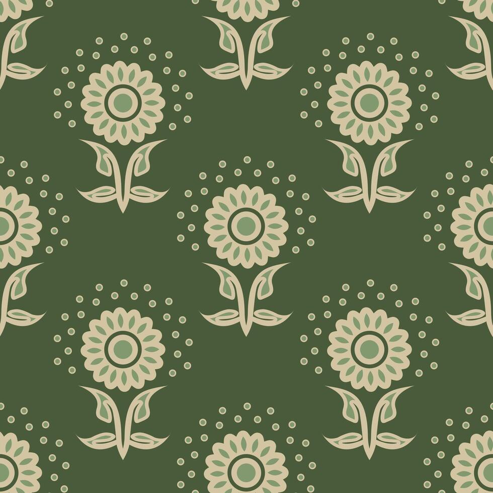 Floral Geometry Print Design Flower India Block Print Seamless Pattern Folk Floral Pattern. vector