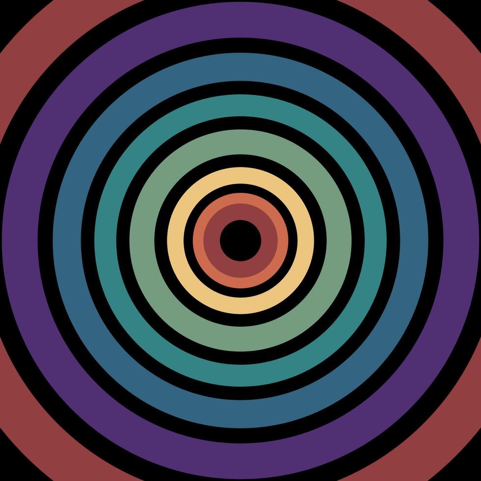 Retro background in rainbow circles. illustration for poster, print, sticker vector