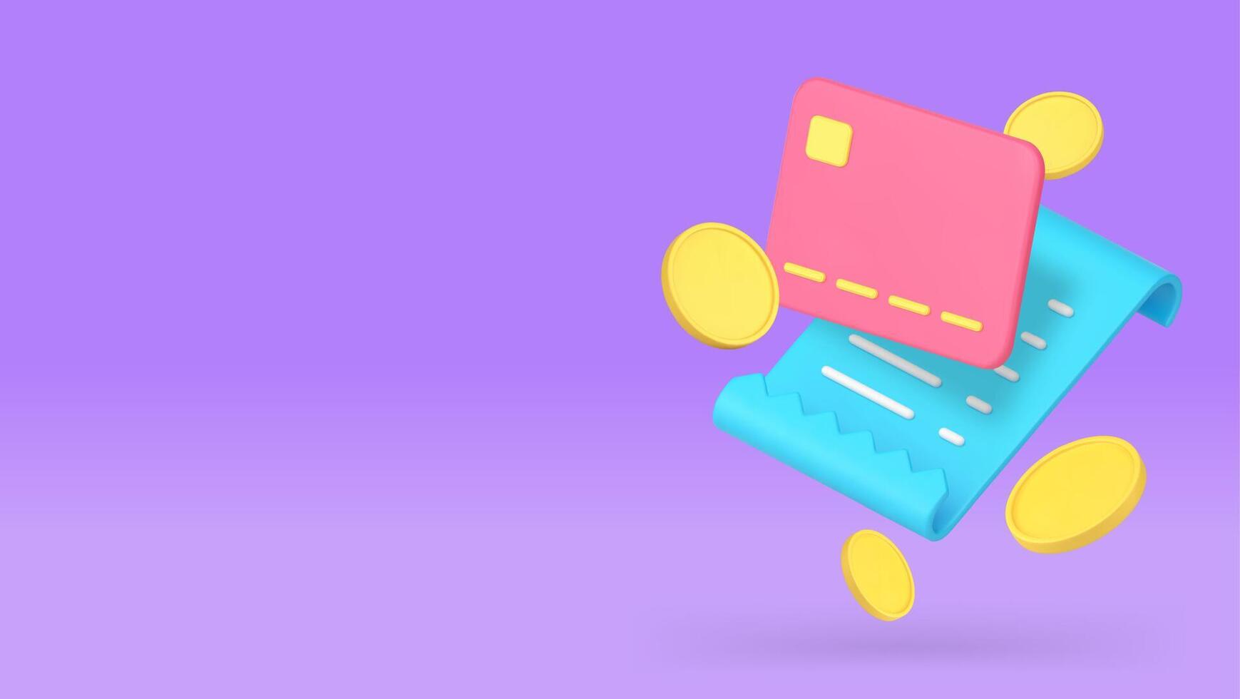 Shopping credit debit card payment invoice approved bill banner copy space illustration vector