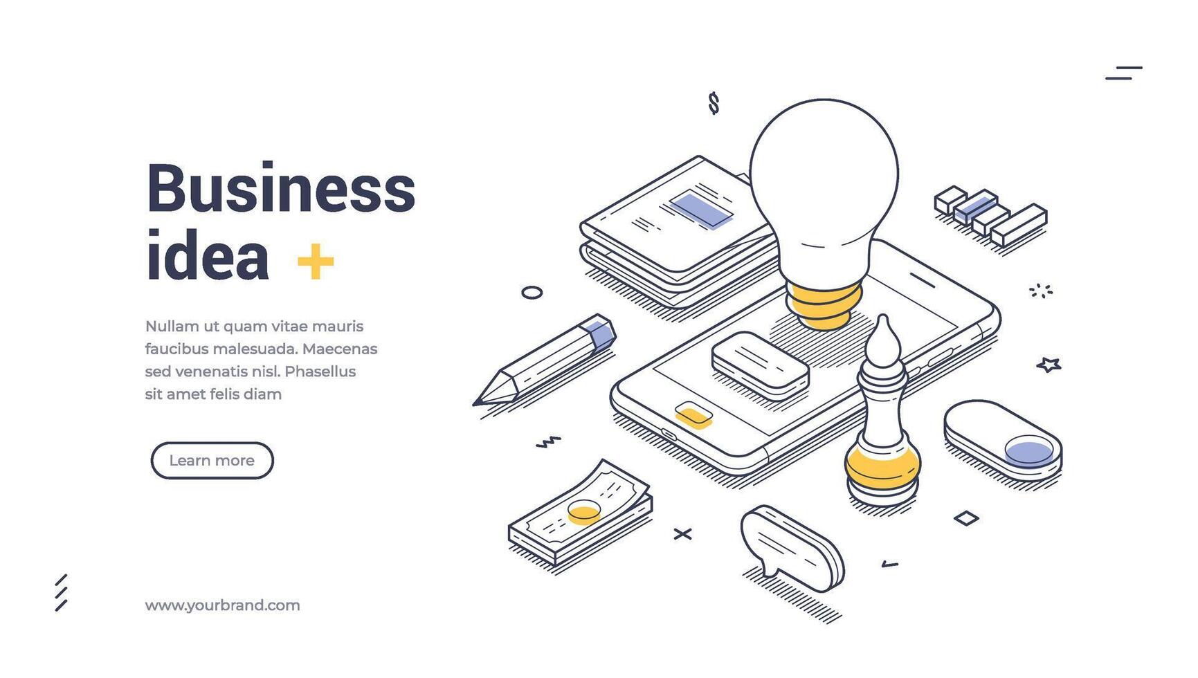 Creative web banner template featuring isometric design for business concepts and ideas vector