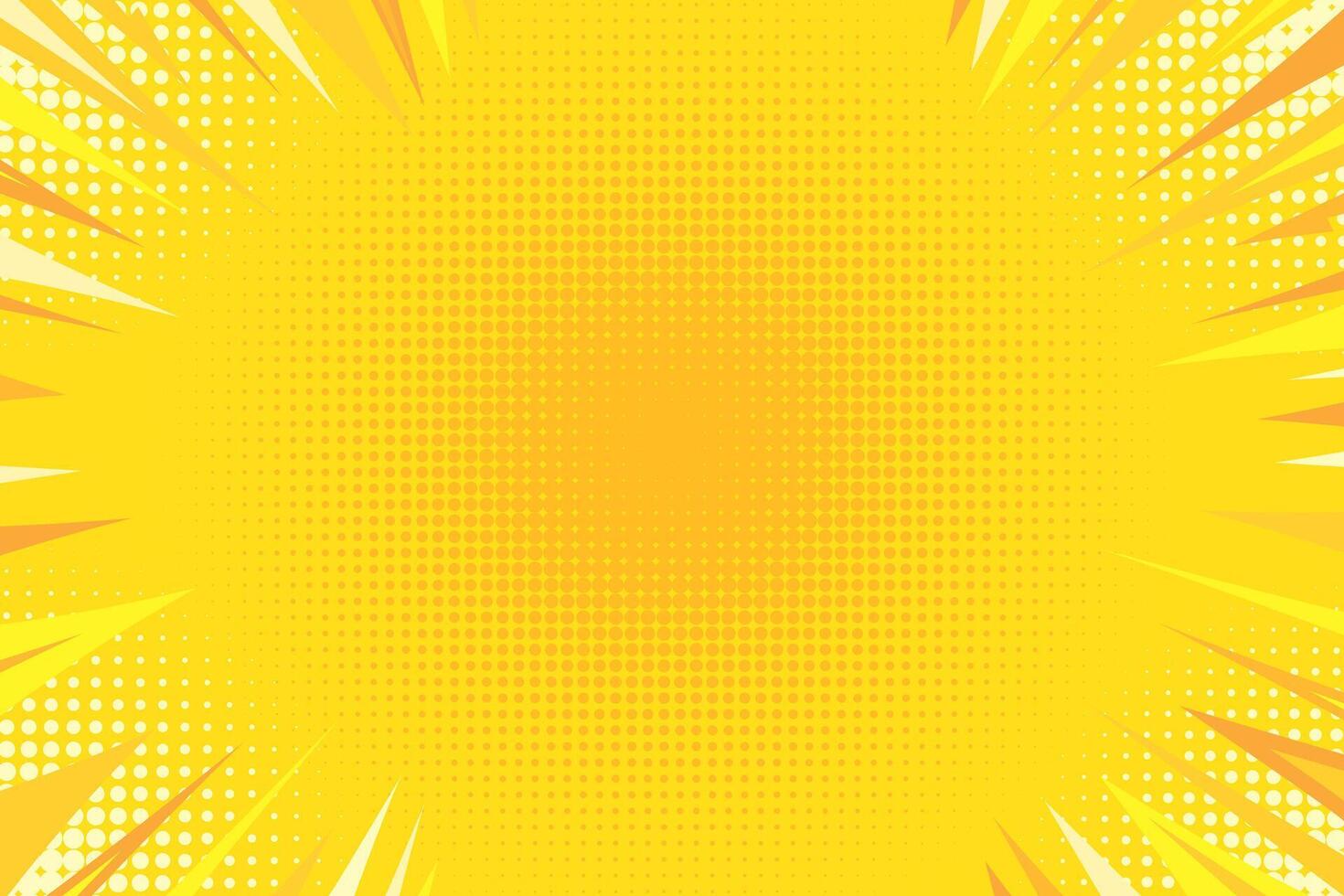 Comic style pop art yellow background. Zoom effect creative yellow halftone style background. Superhero background vector