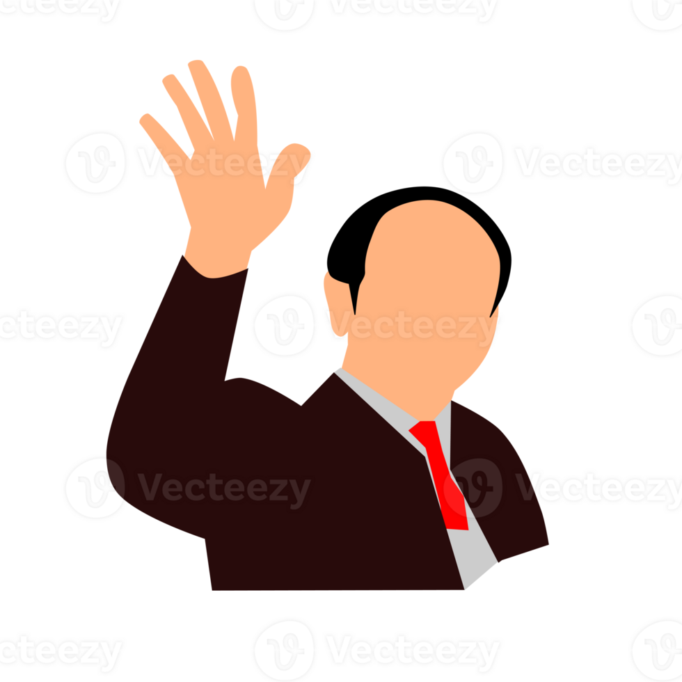 A man in a suit waving his hand png