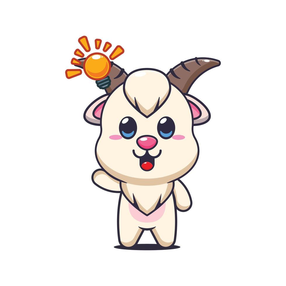 goat mascot cartoon character illustration get an idea vector