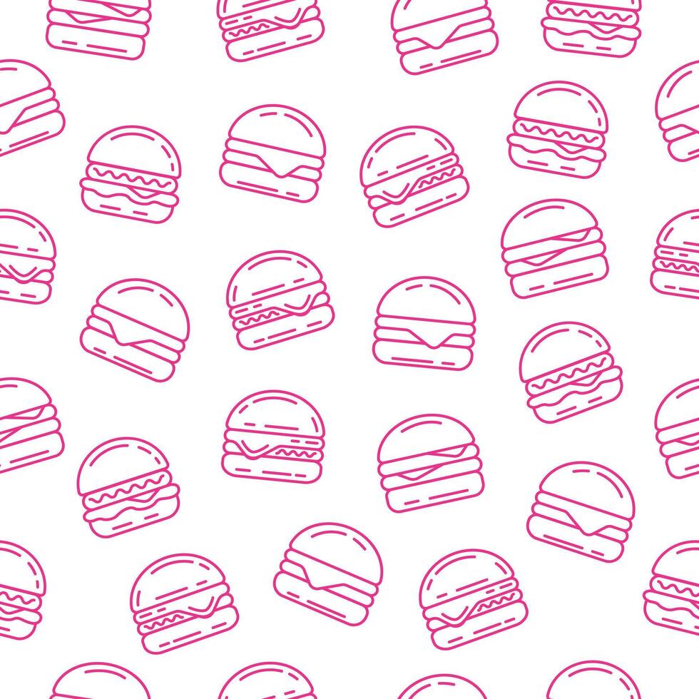 Seamless pattern of pink hamburgers on a white background vector