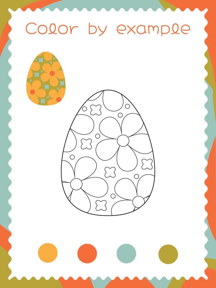 children's coloring page for the Easter holiday with an egg and a floral pattern vector