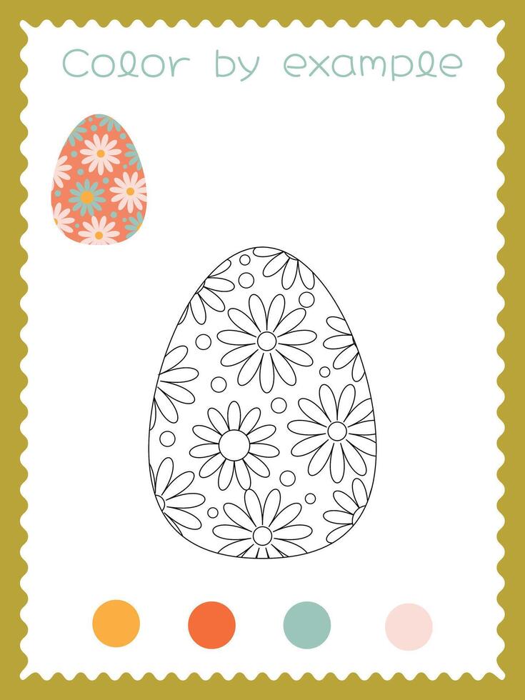 Children's coloring page with Easter egg with floral motifChildren's coloring page with Easter egg with floral motifs vector