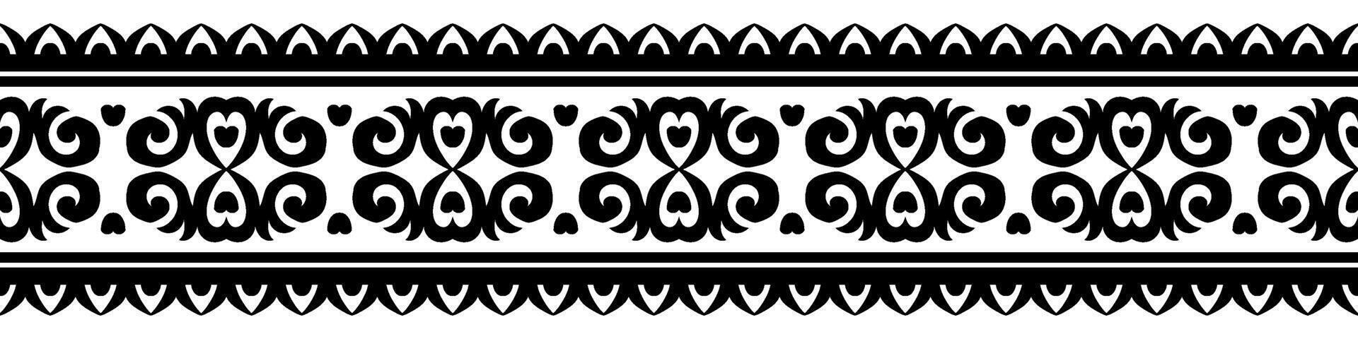 Ethnic Floral Border with Tribal Pattern Design. vector