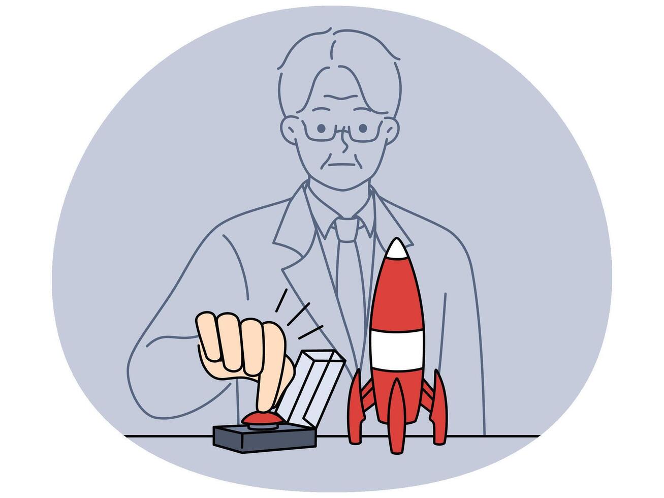 Businessman push button launch business idea vector