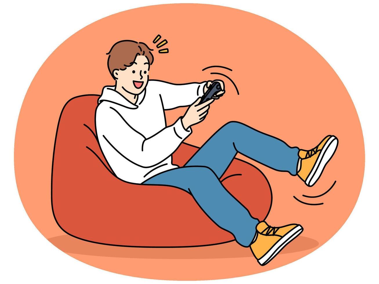 Boy relax at home playing games vector