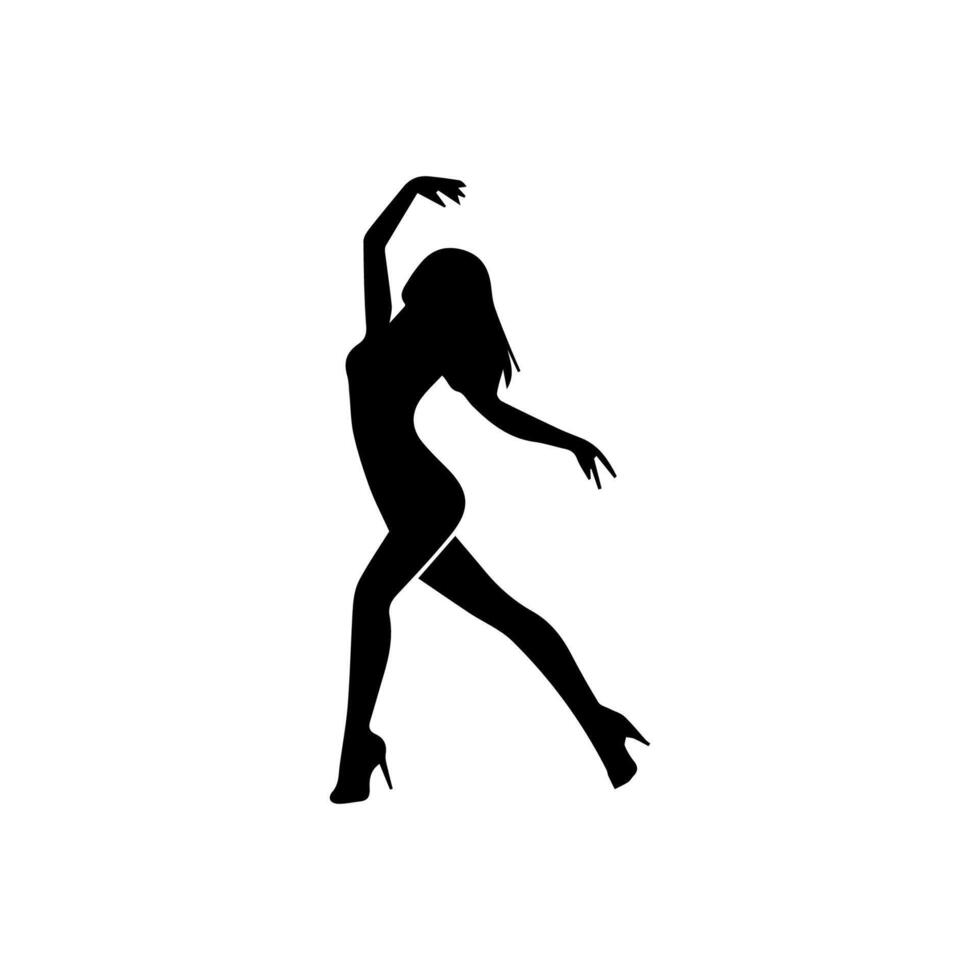 A silhouette of a woman in high heels dancing vector