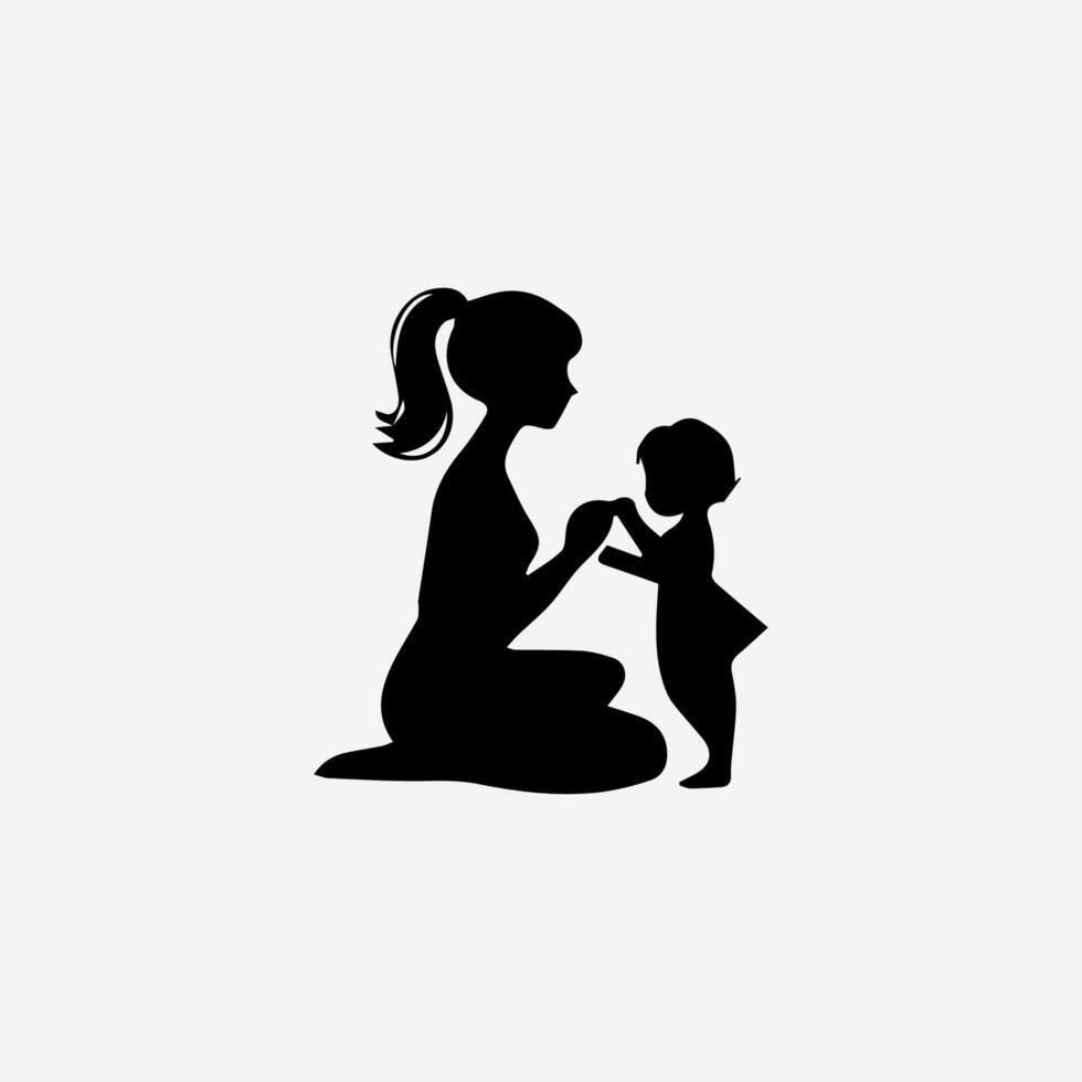 A silhouette of a woman and a child vector