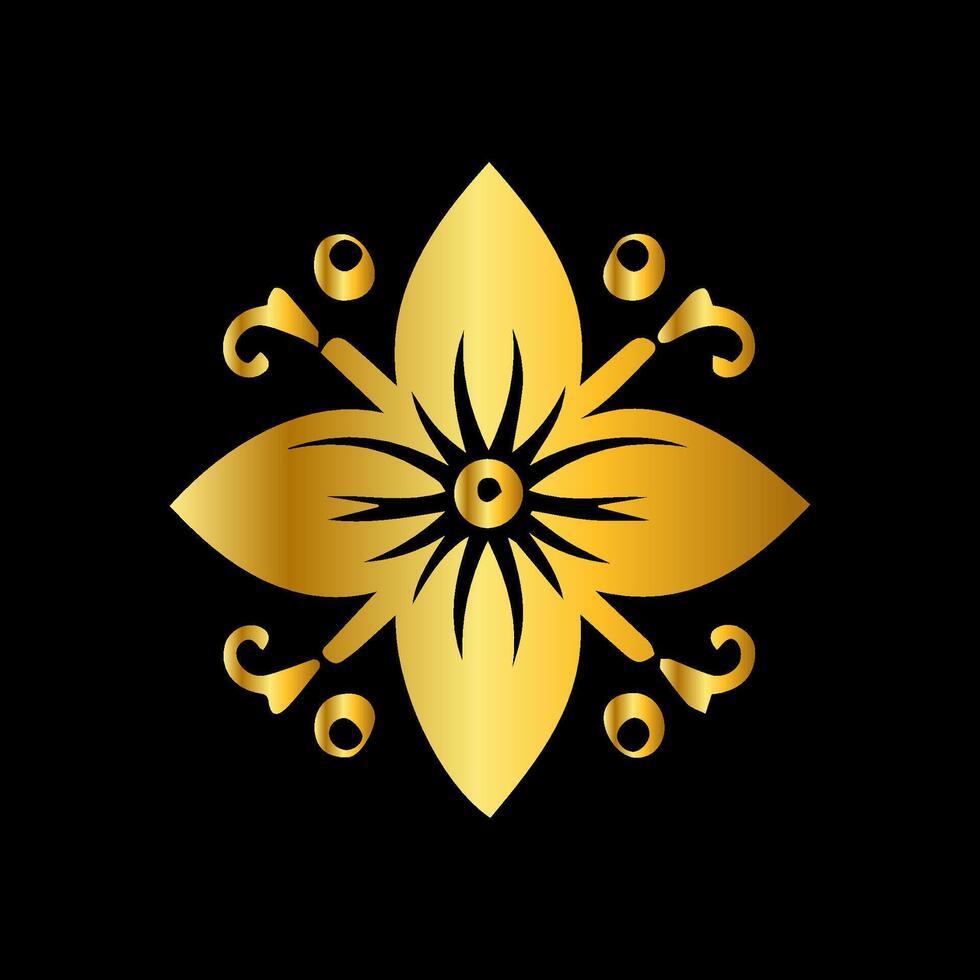 Golden flower on black background vector