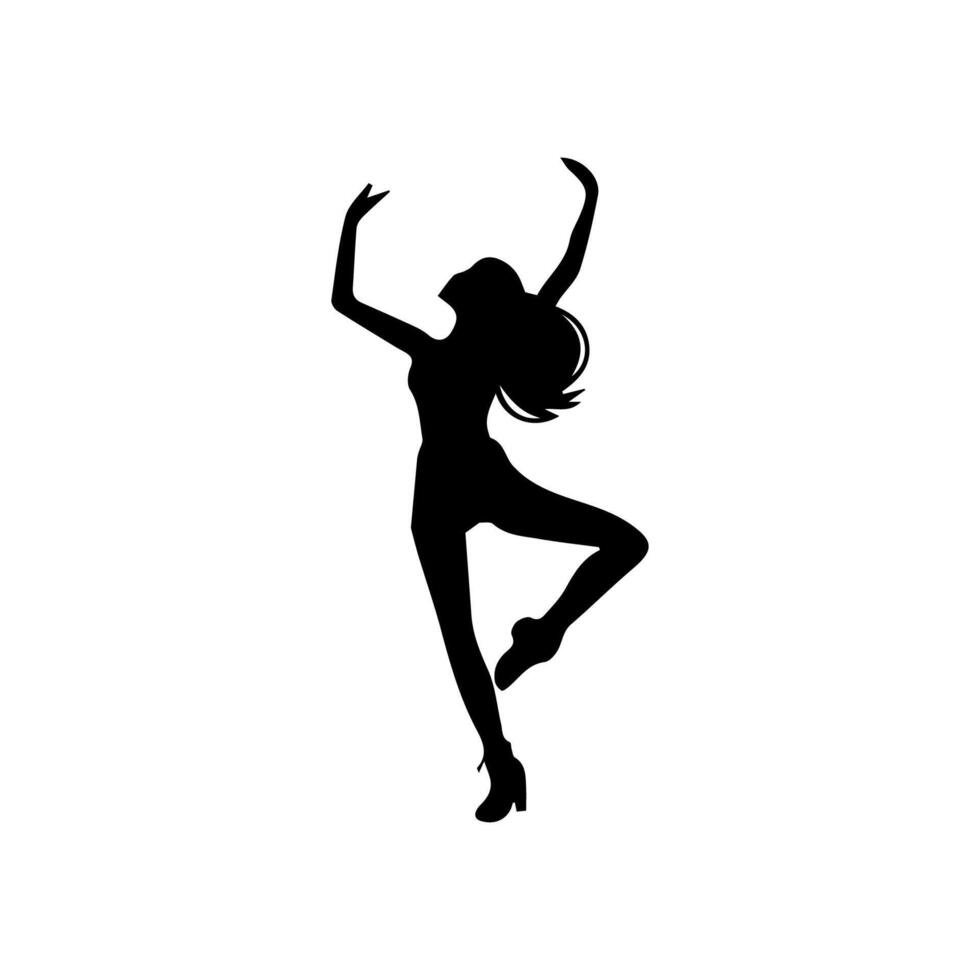 A silhouette of a woman dancing on a white background vector