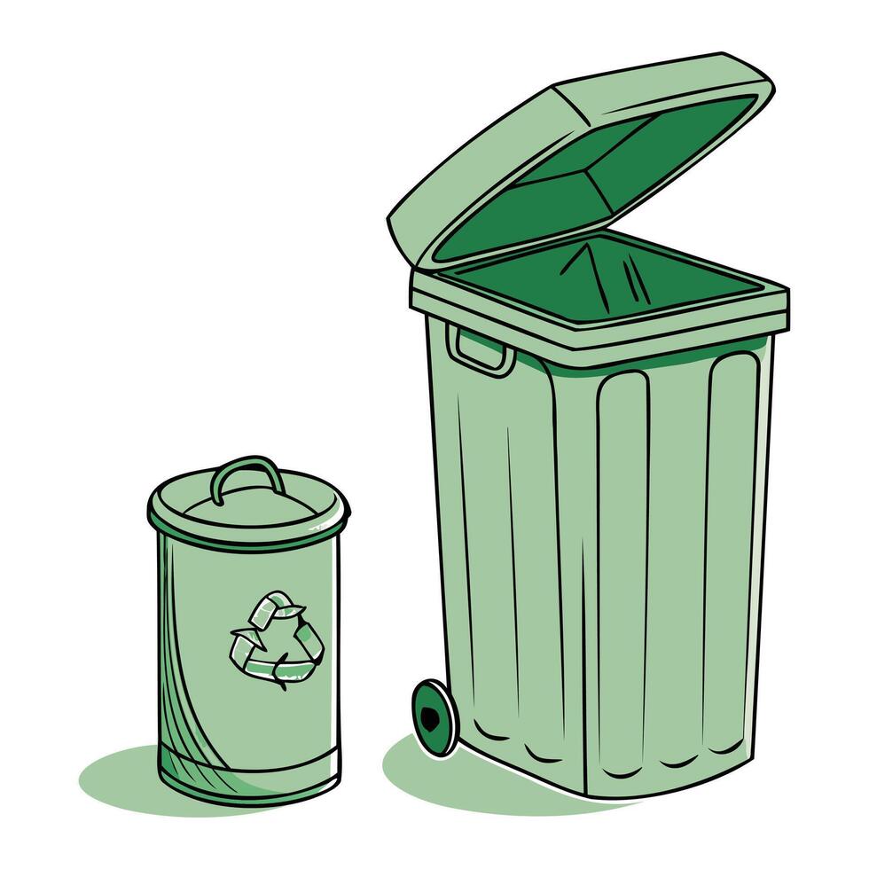 Editable Rubbish Bin Art vector