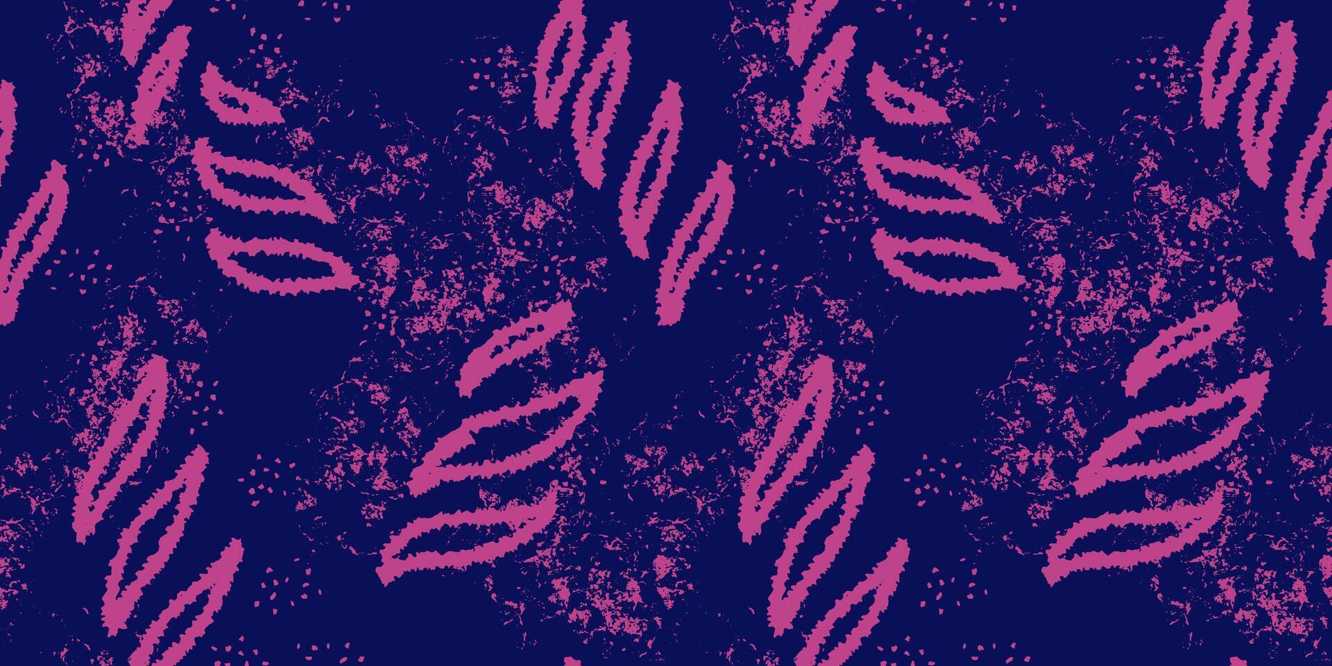 Strokes brush abstract organic shapes seamless pattern. hand drawn. Burgundy splashes of paint on a dark blue background. Contemporary ornament. vector