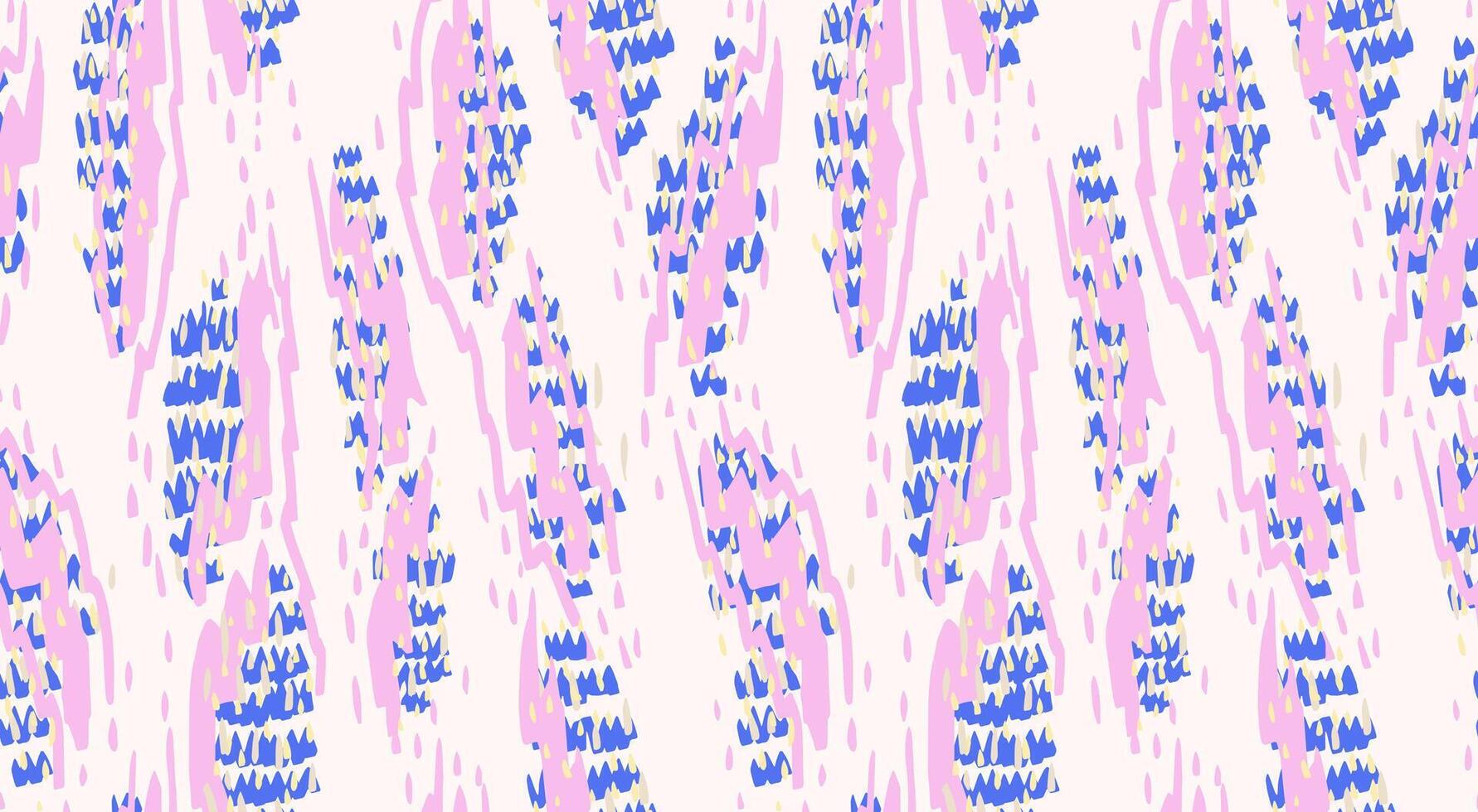Abstract organic shapes seamless pattern. hand drawn sketch. Pink and blue texture background with unique dynamic forms. Contemporary minimalist ornament for print vector