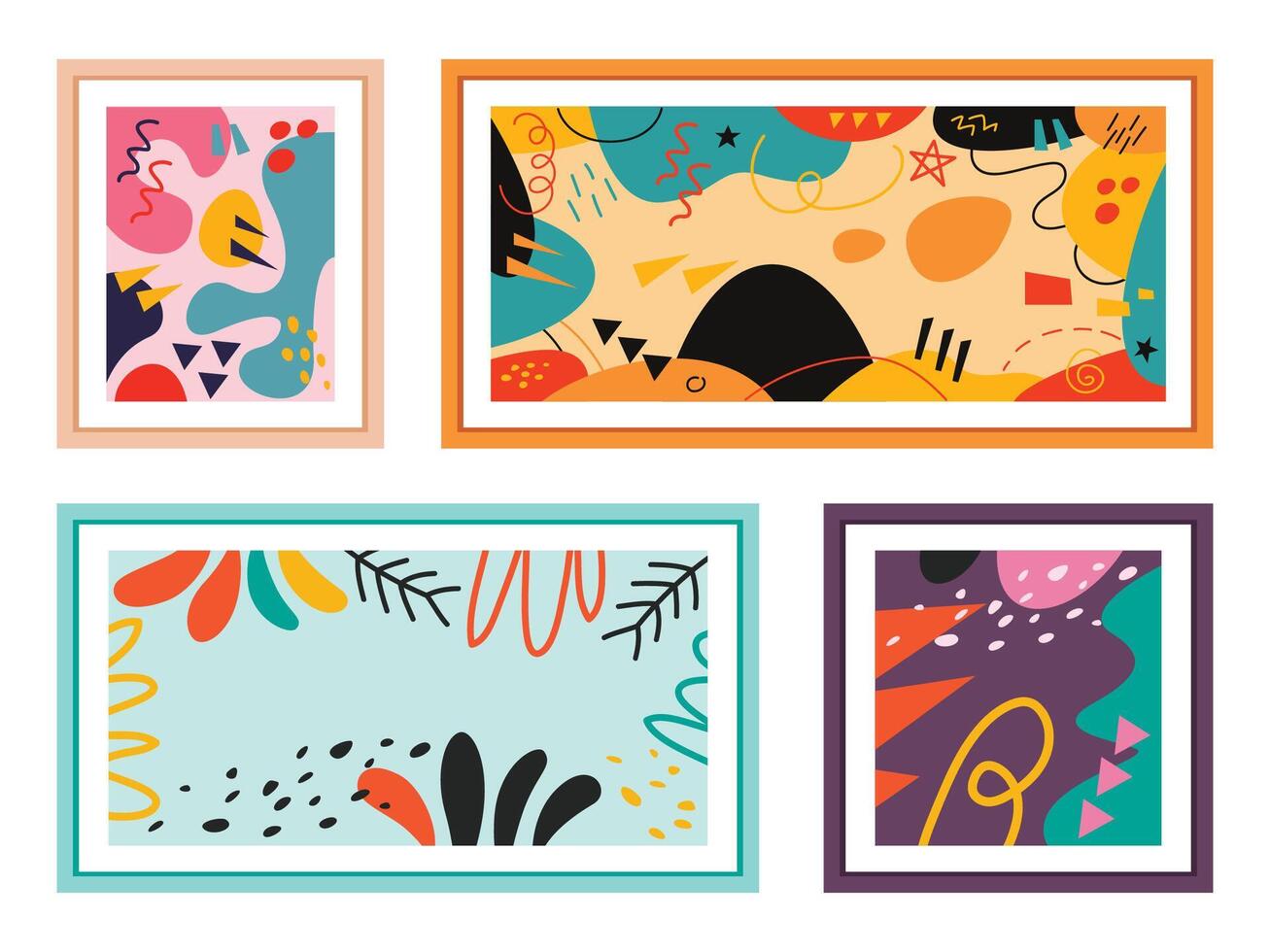 Set Of Various Paintings vector