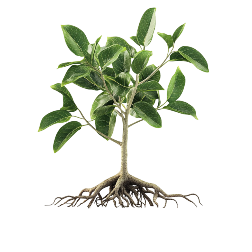 Green Plant with Visible Roots in SoilGreen Plant with Visible Roots in Soil png