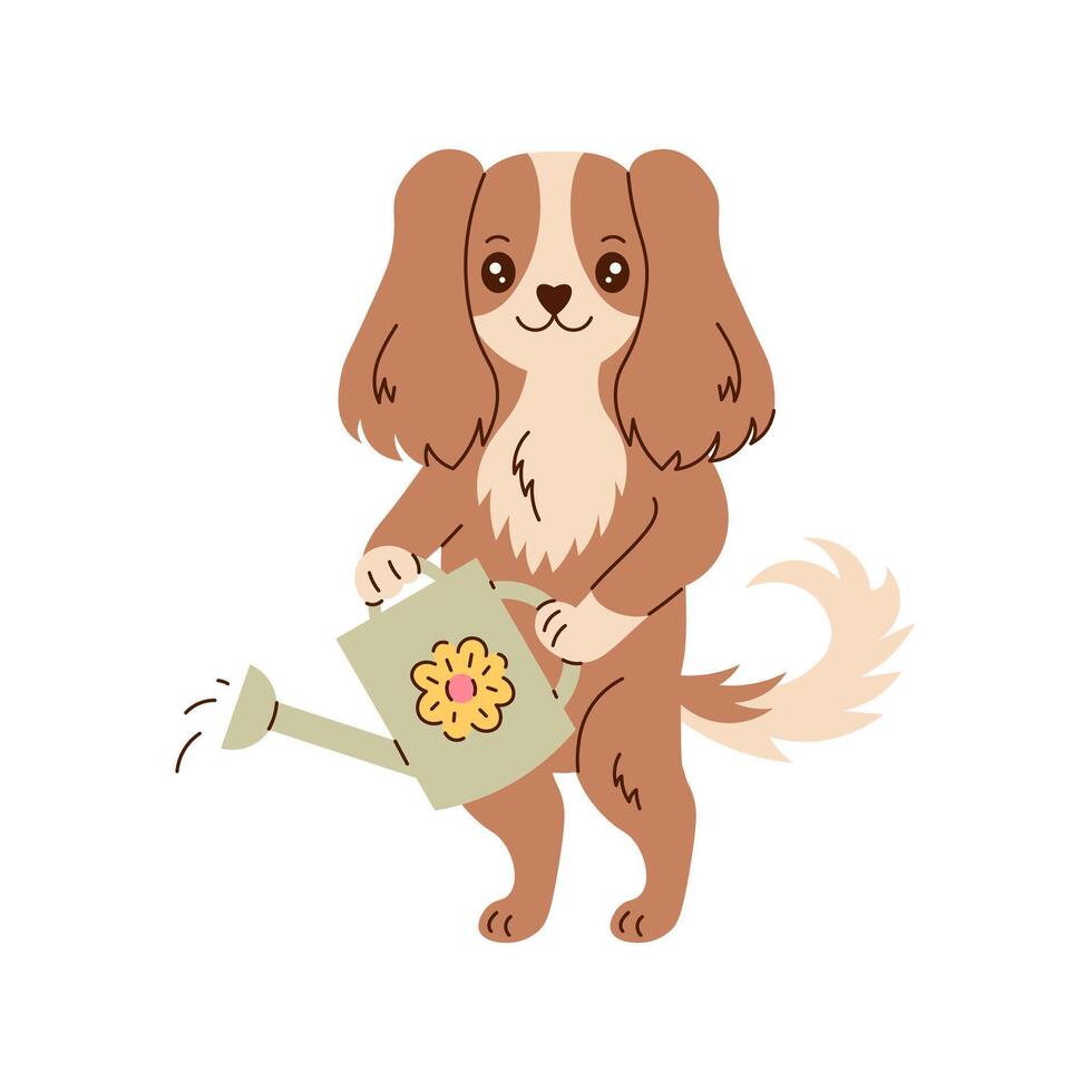Dog Holding Watering can vector