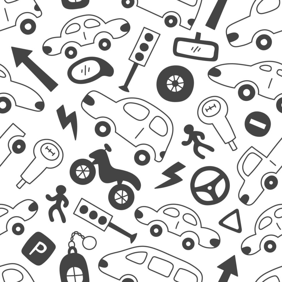 Car and Traffic Sign Seamless Pattern vector