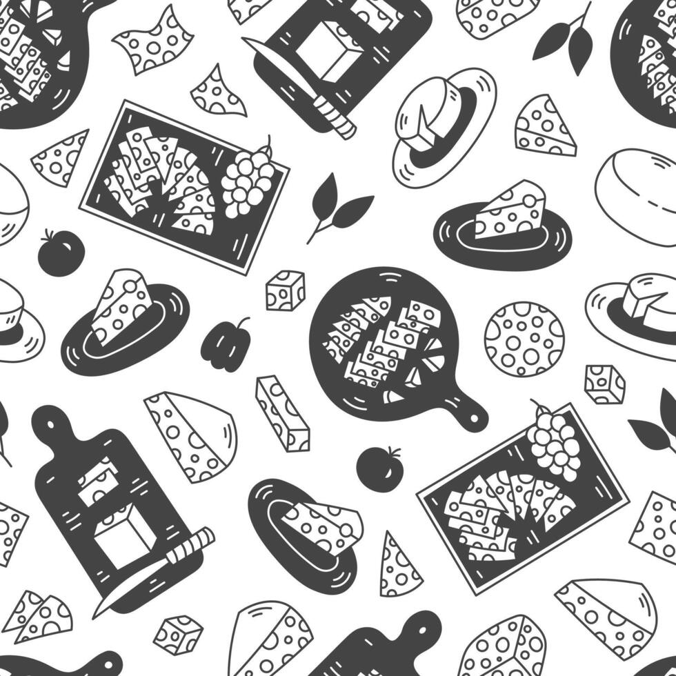 Cheese Board and Plate Seamless Pattern vector