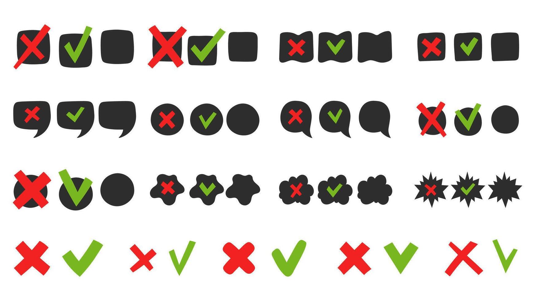 Check Mark and Cross Symbol Icons Set vector
