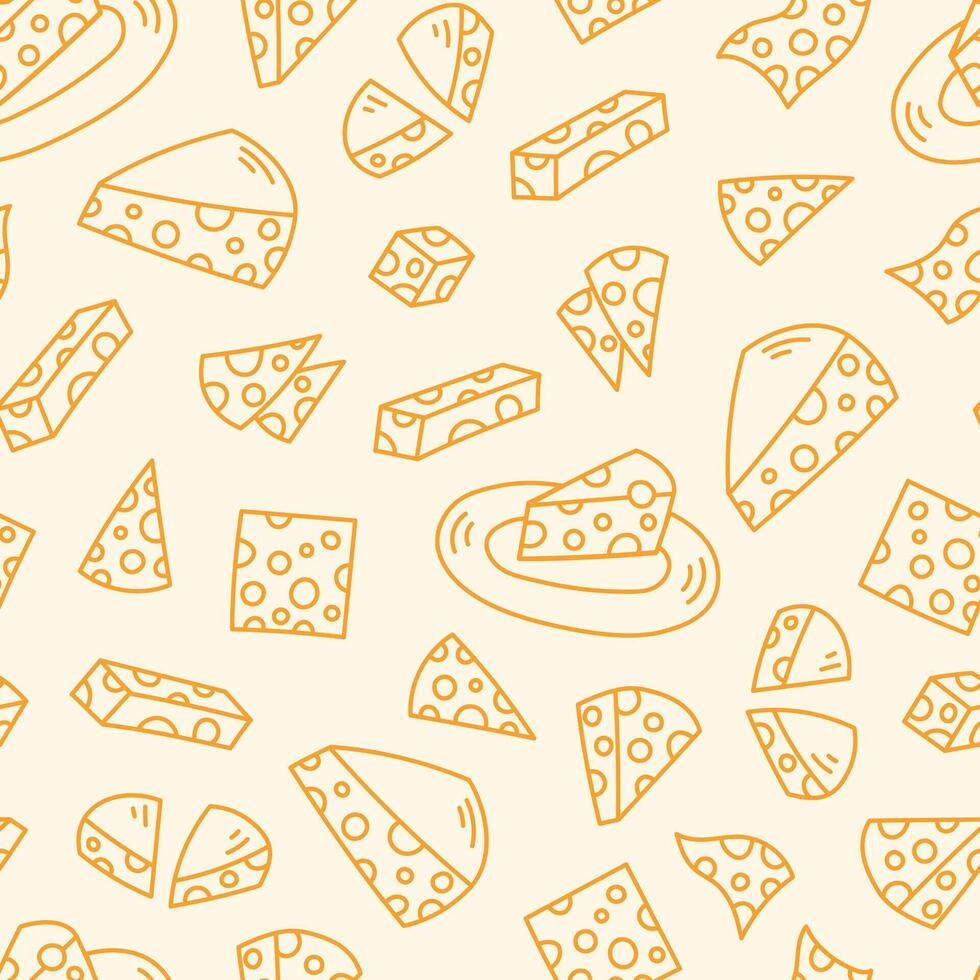 Cheese Pieces and Slices Food Seamless Pattern vector