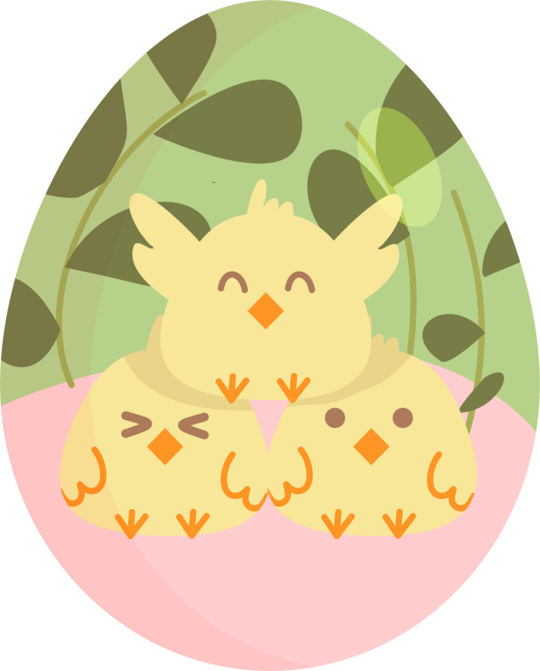 easter egg with cute baby chicken with soft pastel color on transparent background png