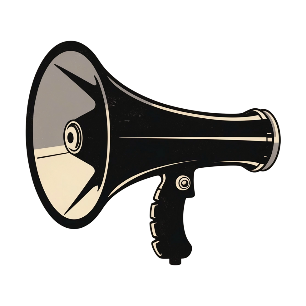illustration of a vintage megaphone in bold black silhouette png