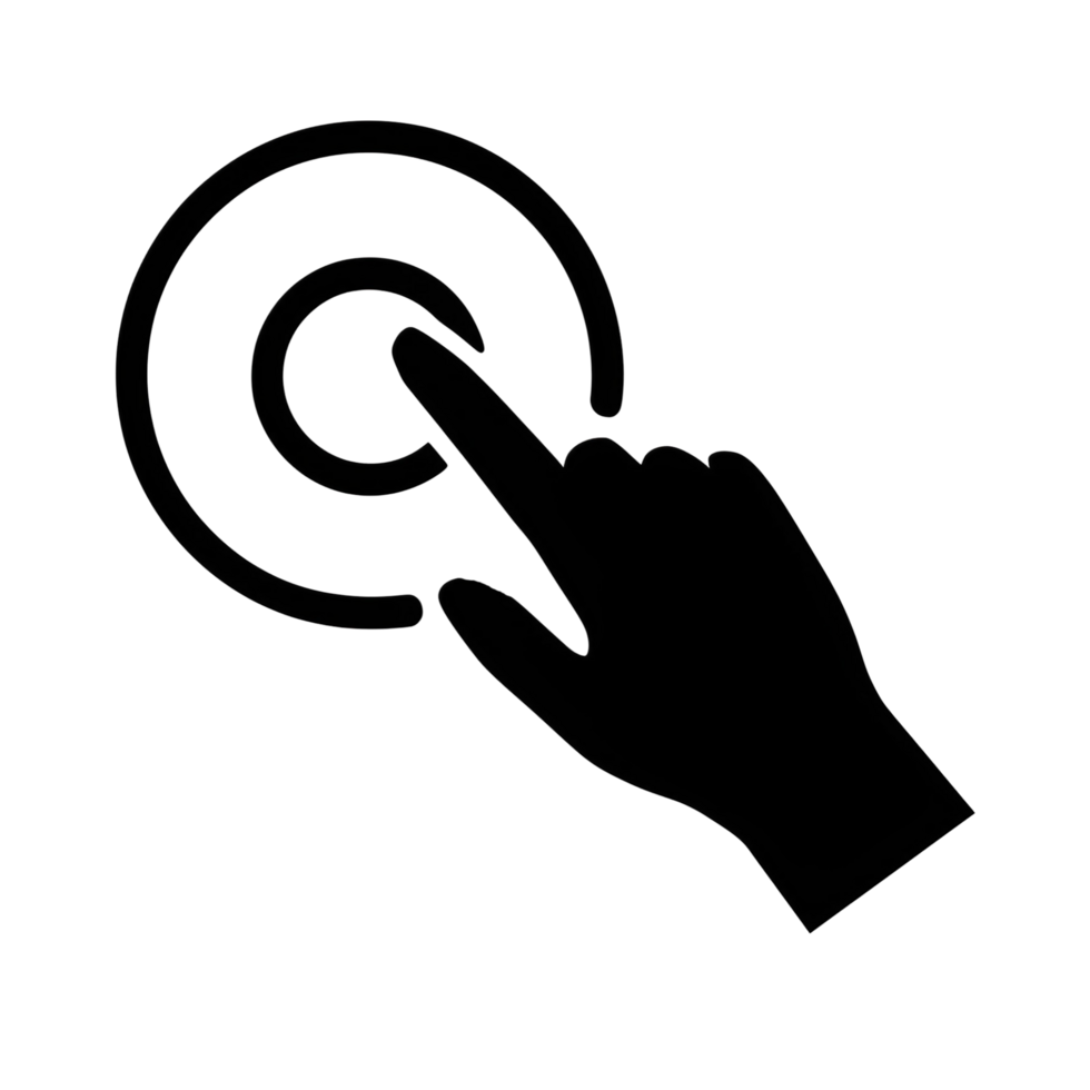 silhouette design for a click here button png