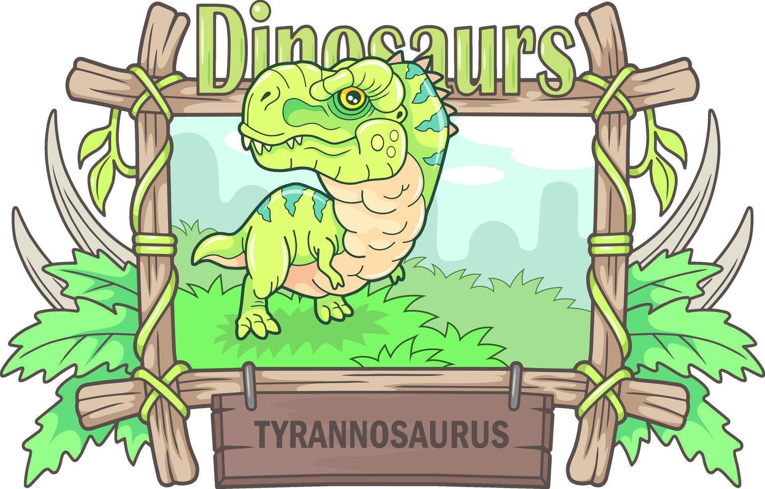 cute funny predatory dinosaur tyrannosaurus vector