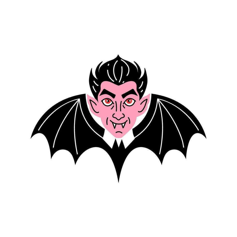 Cheerful vampire with bat wings on white background. vector