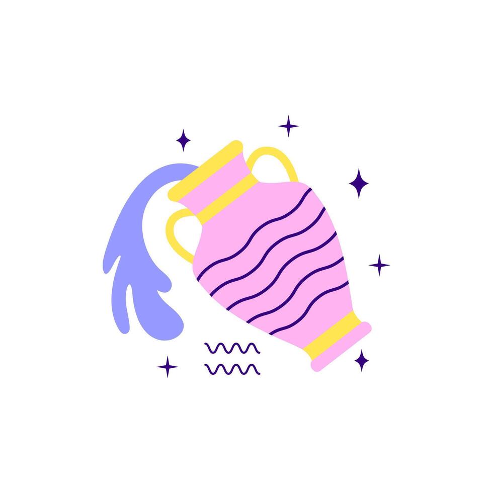 Aquarius zodiac sign in minimalist modern style vector