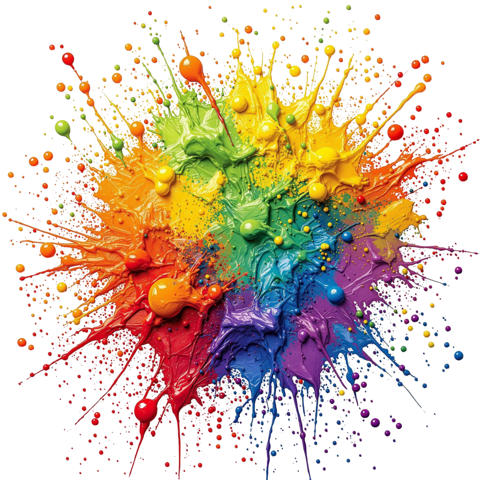detailed splash of rainbow paint png