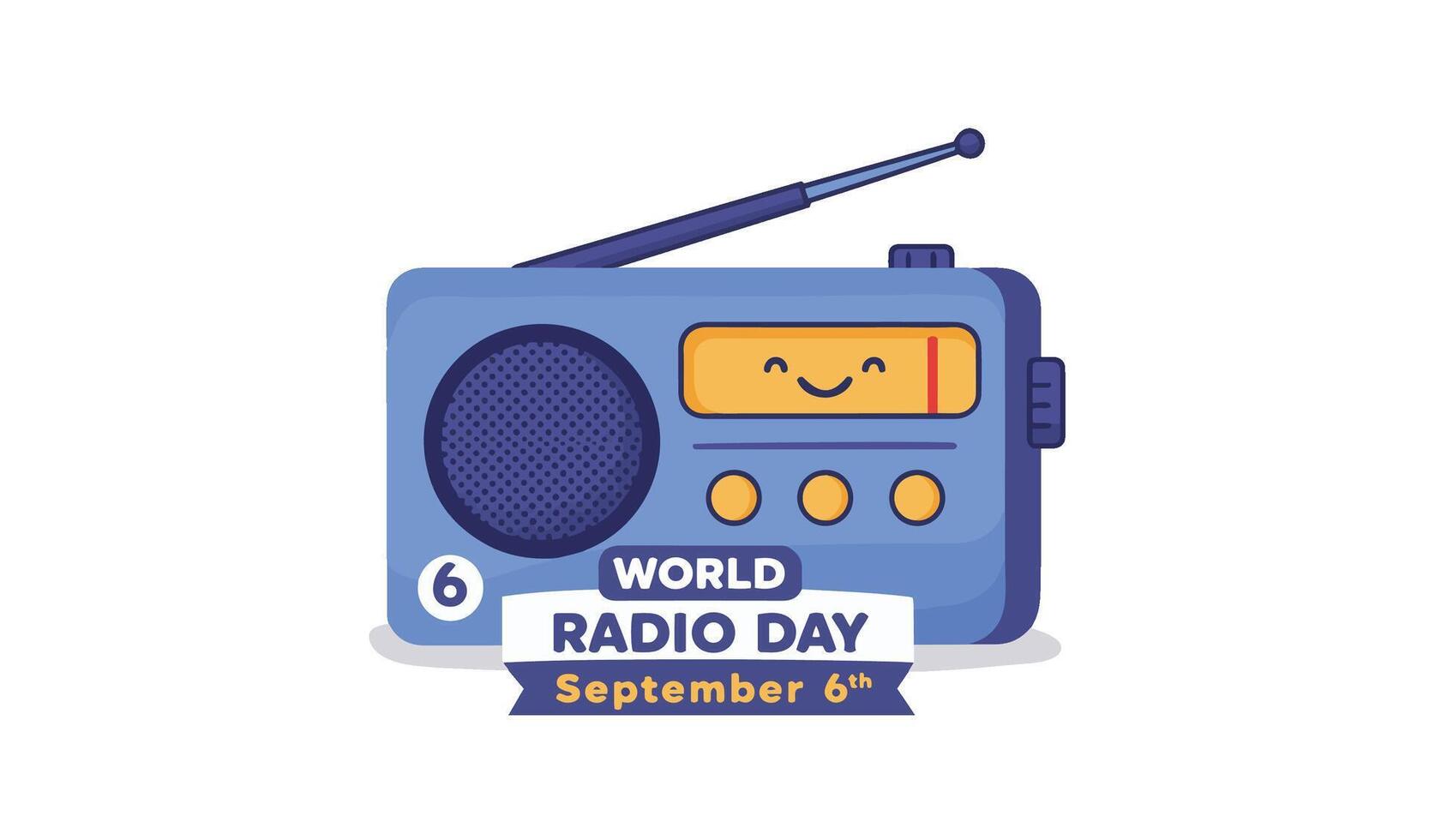 Happy Radio Cartoon Illustration of Red Vintage Radio Celebration vector