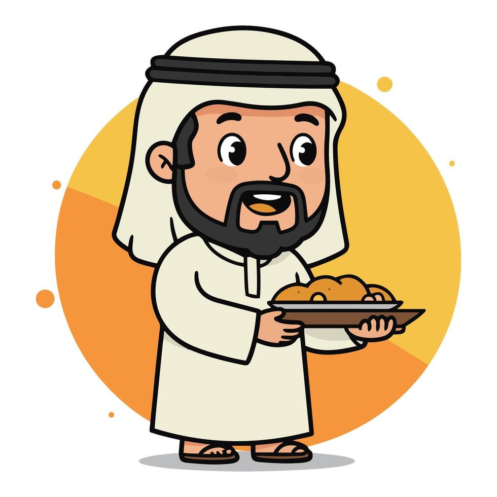 Arabic Sweet and Date Platter in Ramadan Festive Night Gathering vector