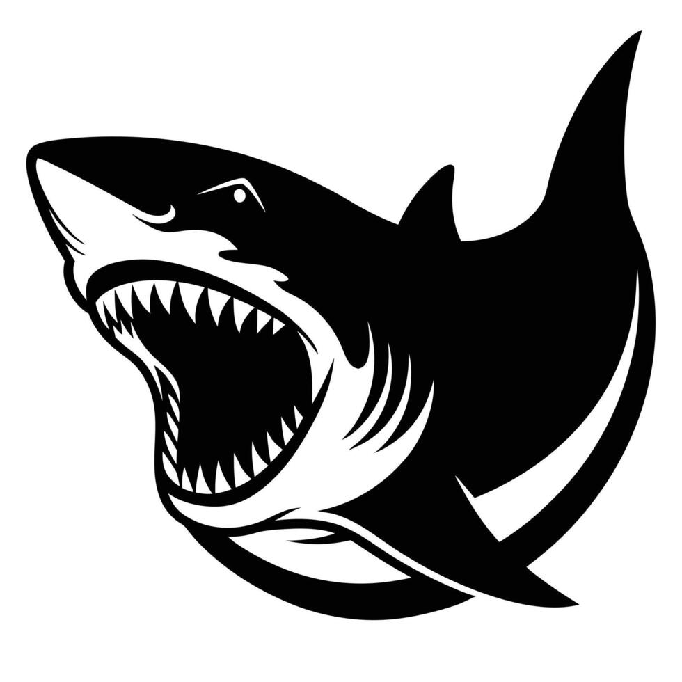Angry Shark Icon Fierce and Bold Ocean Predator Illustration vector