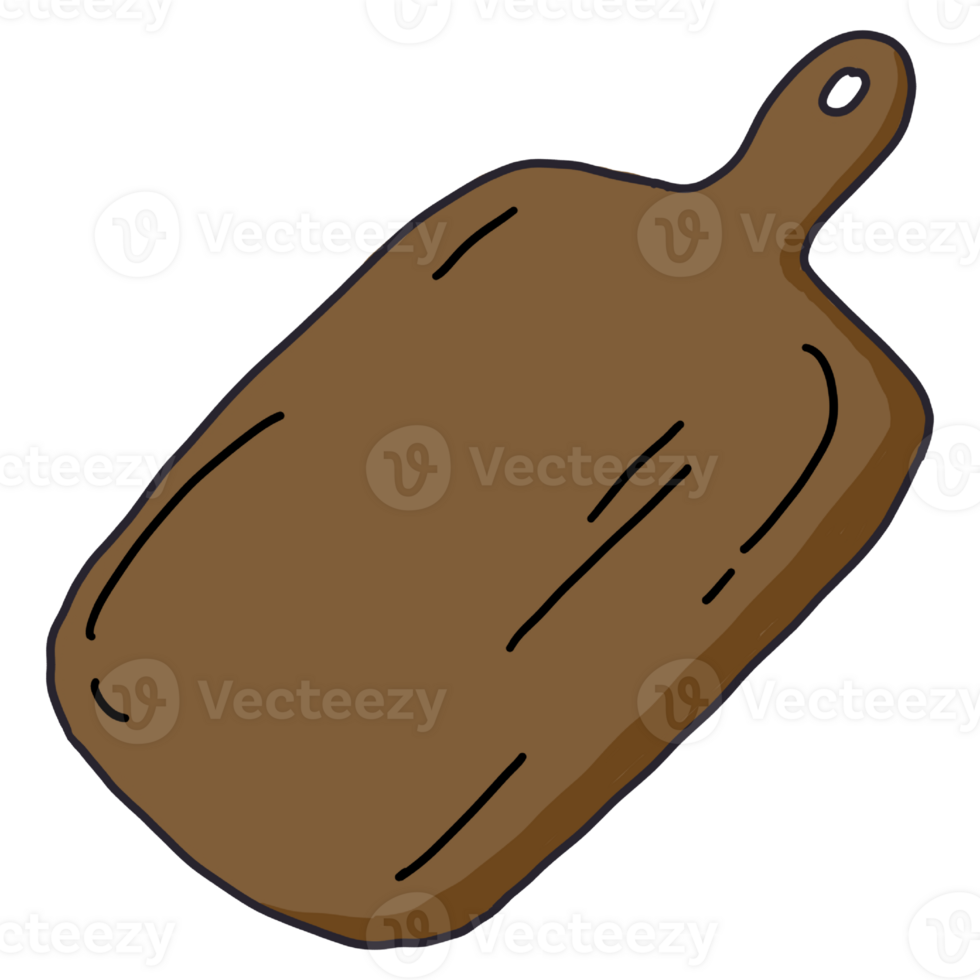 A brown cutting board with a handle png