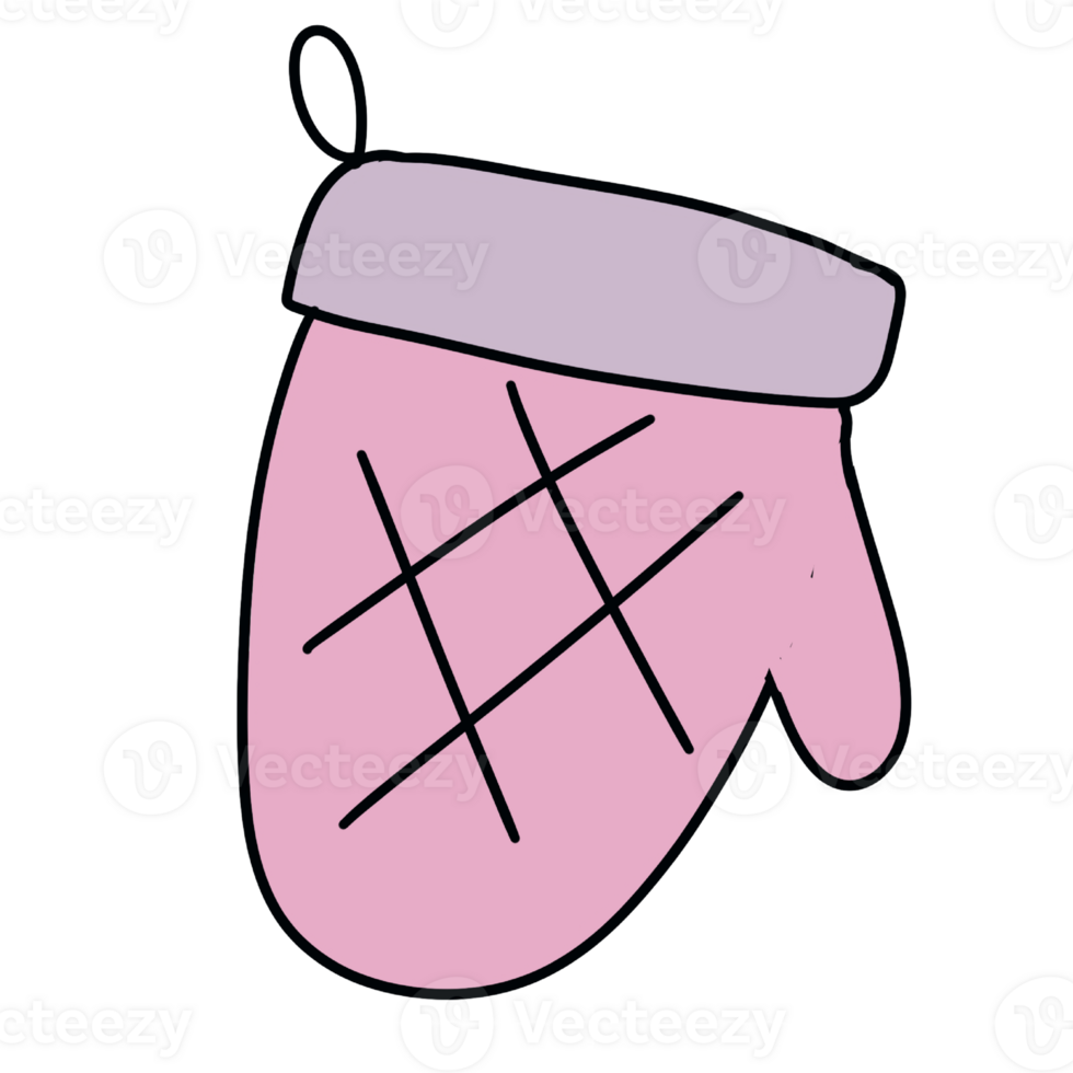 A pink mitten with a checkered pattern png